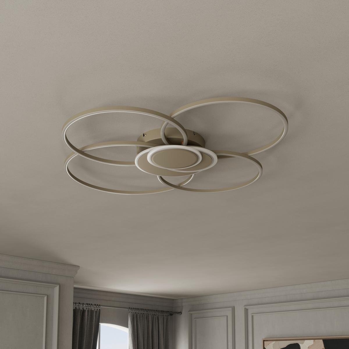 LED-Deckenleuchte CHIARA - Chromfarben/Champagner, Basics, Kunststoff/Metall (91/81/9,5cm) - Luca Bessoni