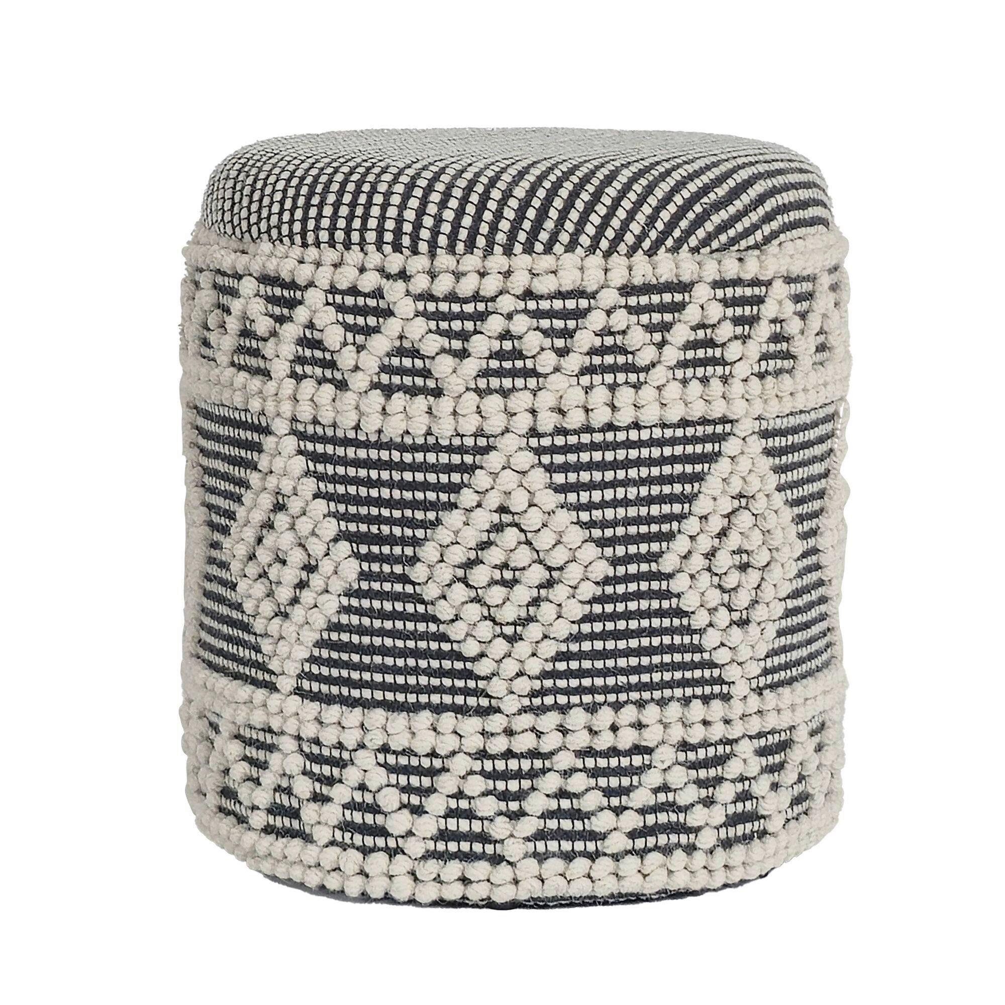 Hocker Creme, Schwarz B: 40cm - Creme/Schwarz, Design, Textil (40/45/40cm) - MID.YOU