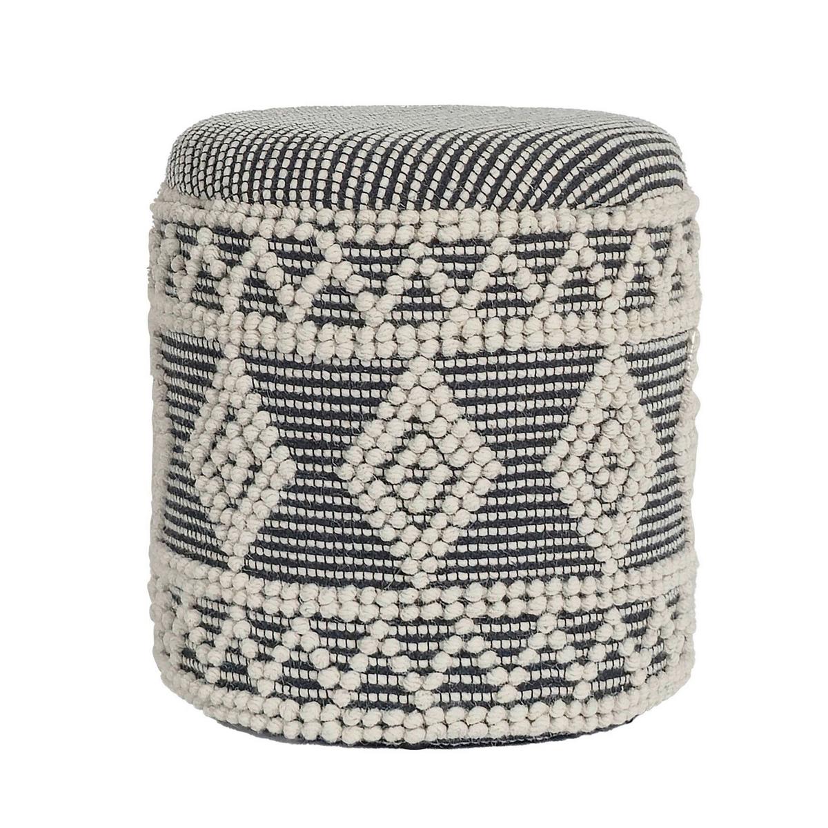 Hocker Creme, Schwarz B: 40cm - Creme/Schwarz, Design, Textil (40/45/40cm) - MID.YOU