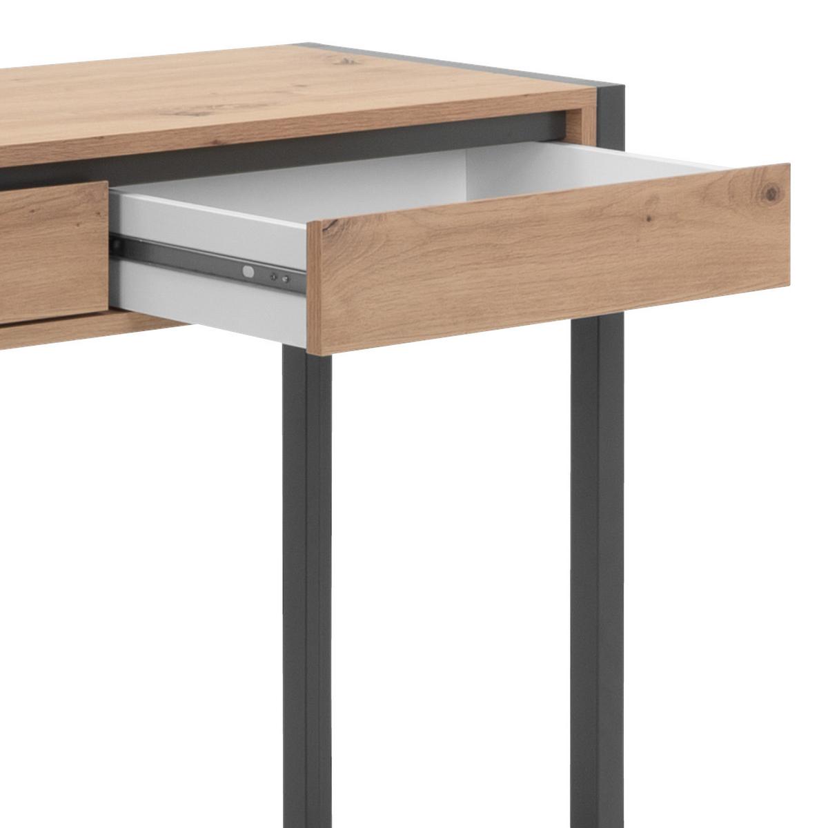 Konsolentisch Mit Schubladen Denver, Eichefarben/schwarz - Eichefarben/Anthrazit, KONVENTIONELL, Holzwerkstoff (100/35/75cm) - MID.YOU