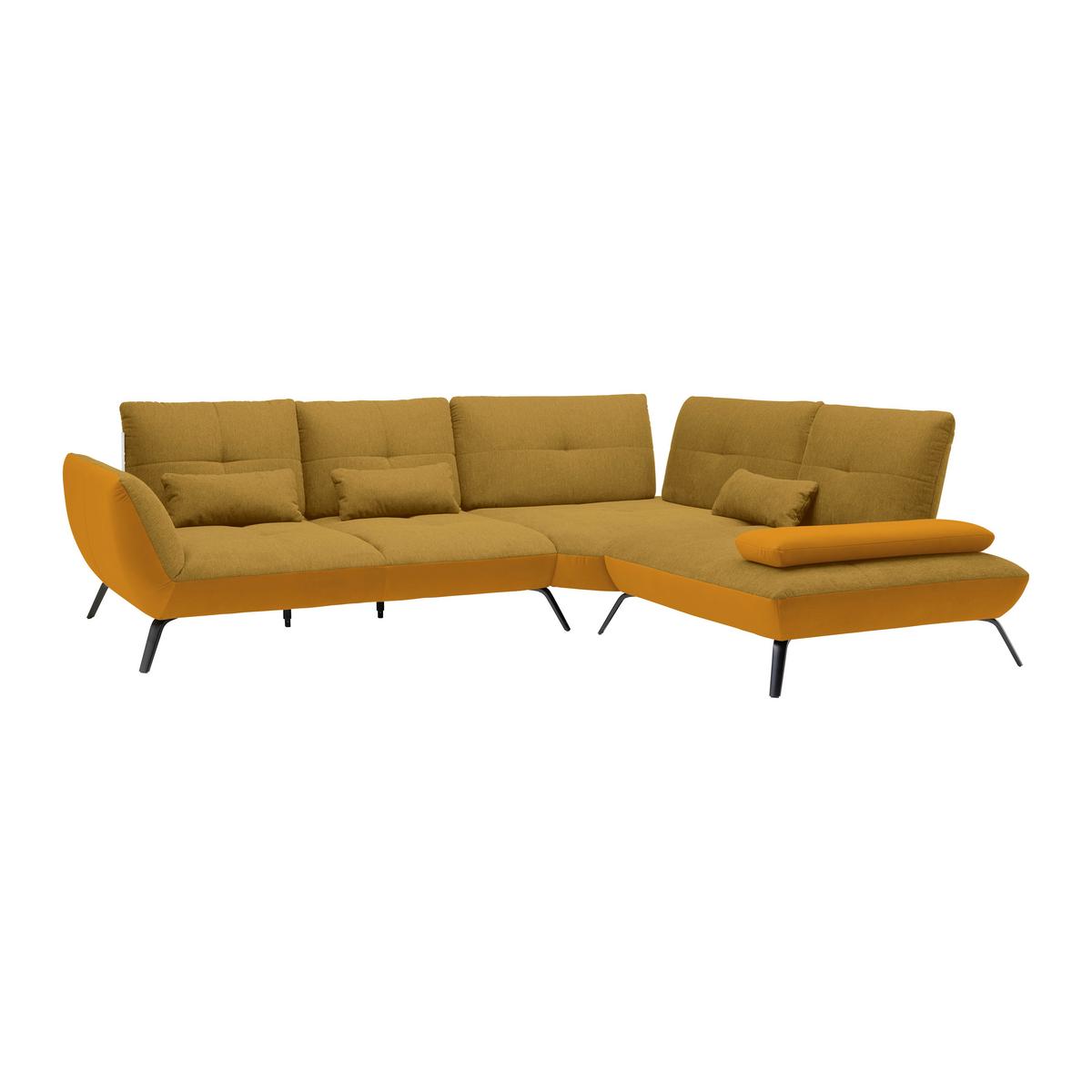 Rohová sedačka TRENDY, pravá, zlatá / hořčicově žlutá - černá/barvy zlata, Moderní, kov/kompozitní dřevo (310/93/250cm) - Premium Living