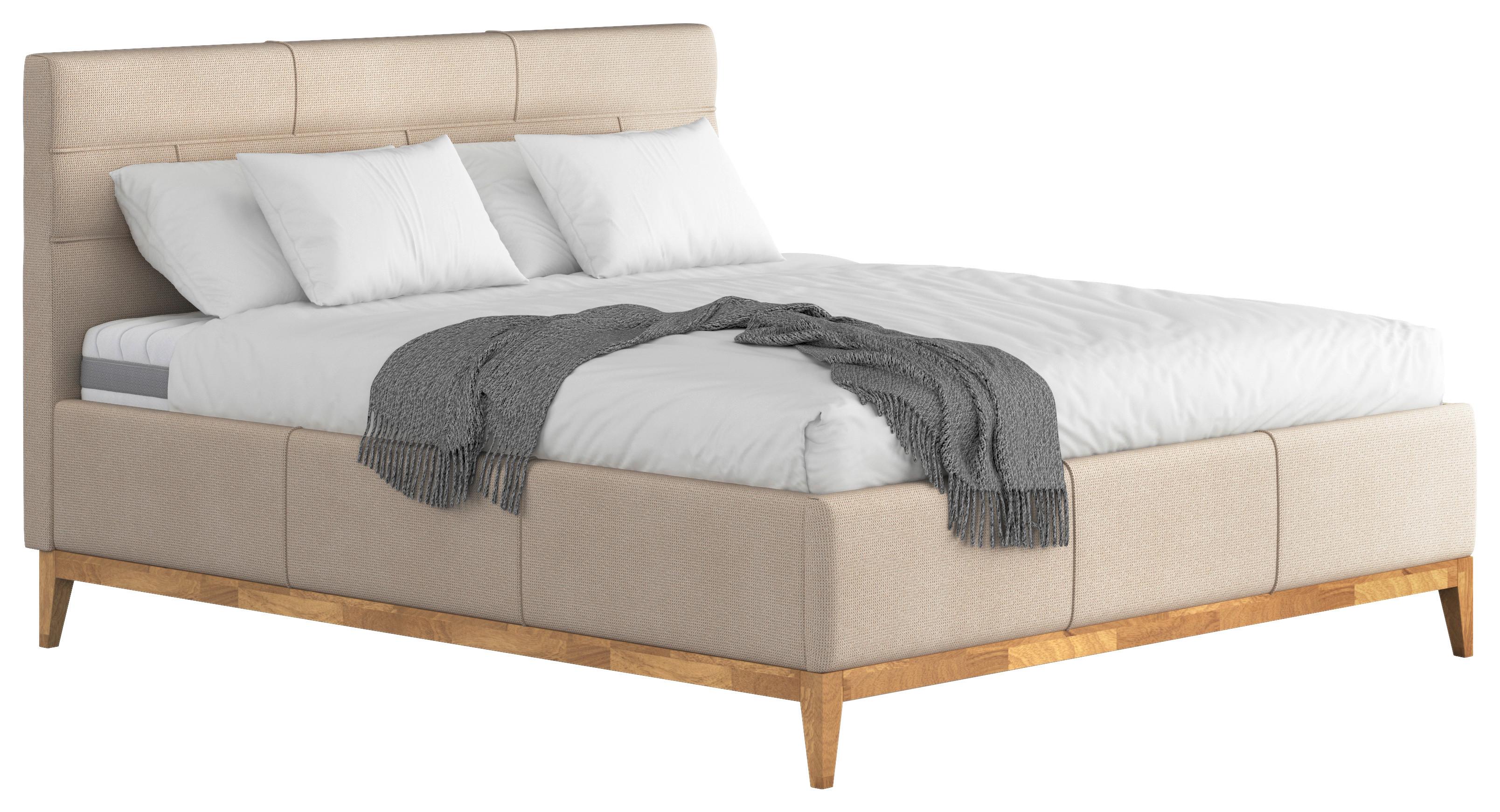 Polsterbett Mit Bettkasten Jupiter 160x200 Cm Beige - Eichefarben/Beige, MODERN, Holz/Holzwerkstoff (160/200cm) - MID.YOU