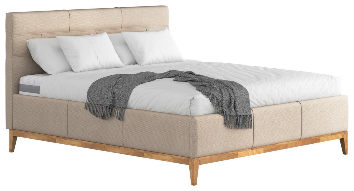 Polsterbett mit Bettkasten Jupiter 180x200 cm Beige - Eichefarben/Beige, MODERN, Holz/Holzwerkstoff (180/200cm) - MID.YOU