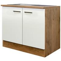 Dřezová skříňka AVILA - barvy dubu/černá, Konvenční, kov/kompozitní dřevo (100/85/57cm) - FlexWell