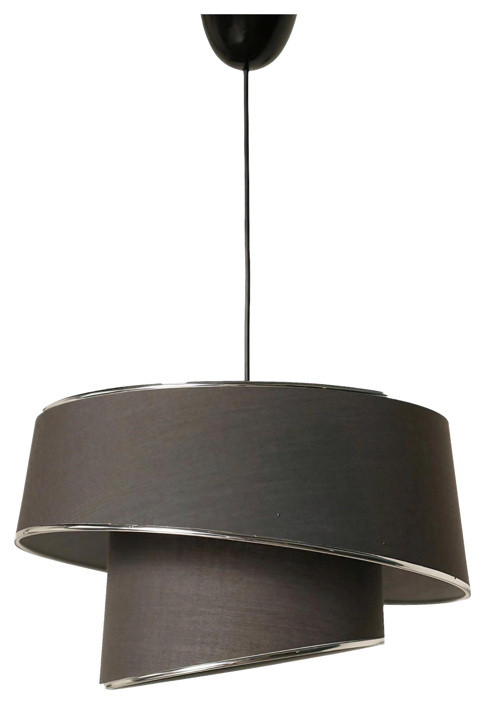 Hängeleuchte, E27 Barette - Silver, Anthracite - Silberfarben/Grau, Design, Textil/Metall (32/70cm) - P & B
