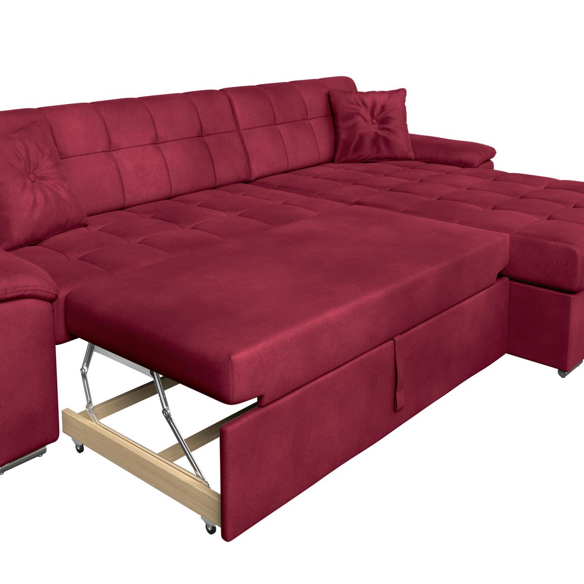 Ecksofa Bali rot, 208x120cm - Rot, Trend, Textil (257/167cm) - Livetastic