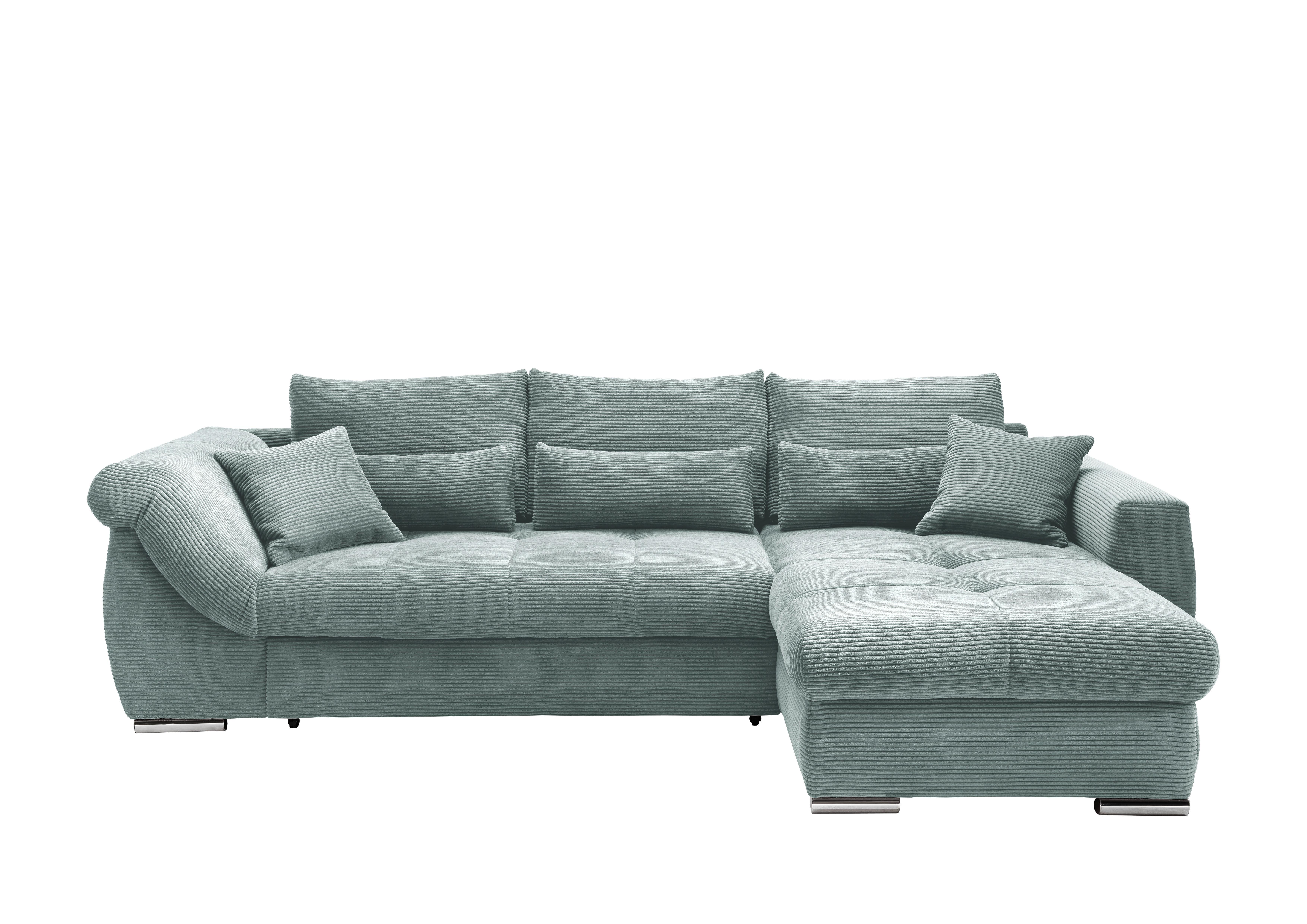 Ecksofa Federico Hellblau S: 302/188 cm - Chromfarben/Hellblau, MODERN, Textil (302/188cm) - MID.YOU