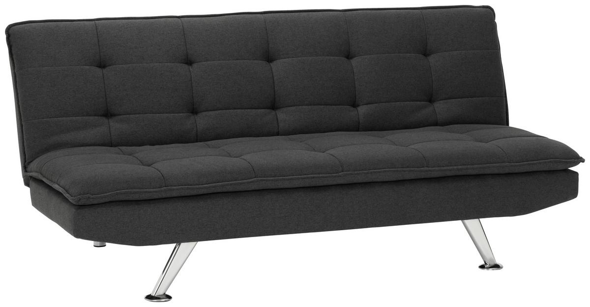 Schlafsofa Turin - Dunkelgrau/Silberfarben, Basics, Textil (194/87/102cm) - MID.YOU