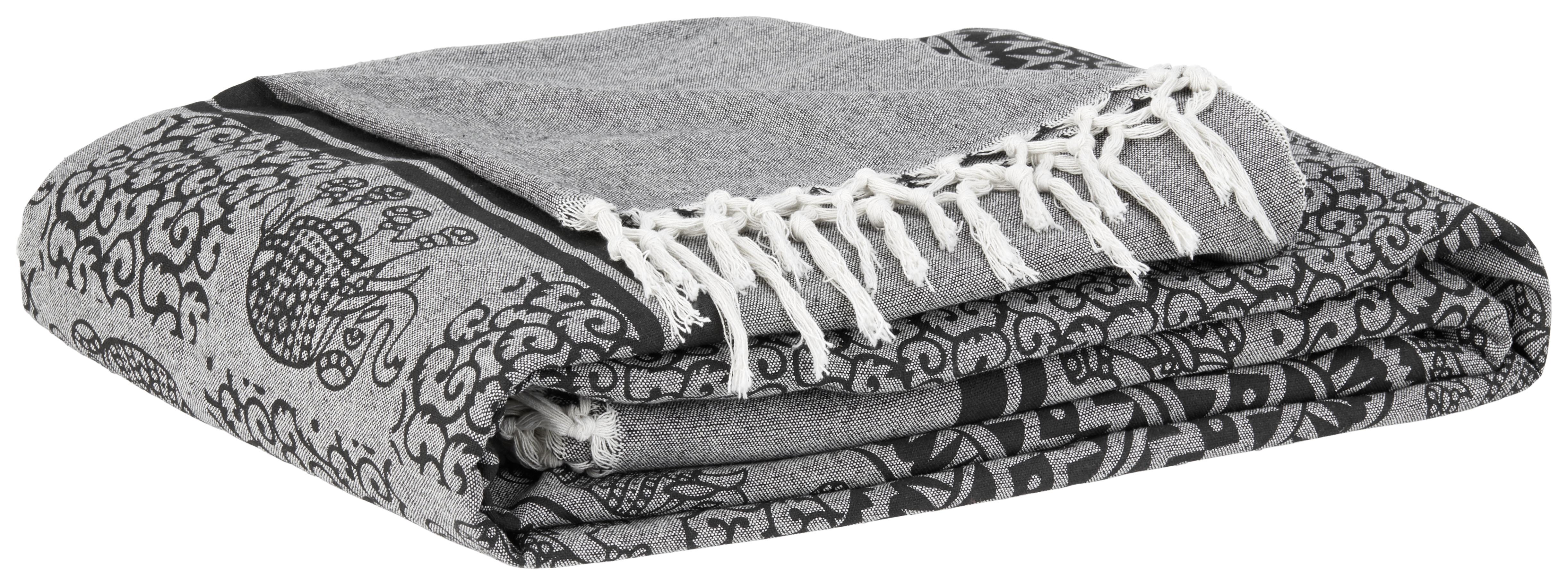 Plážová Osuška Ben - šedá/černá, textil (210/240cm) - Modern Living
