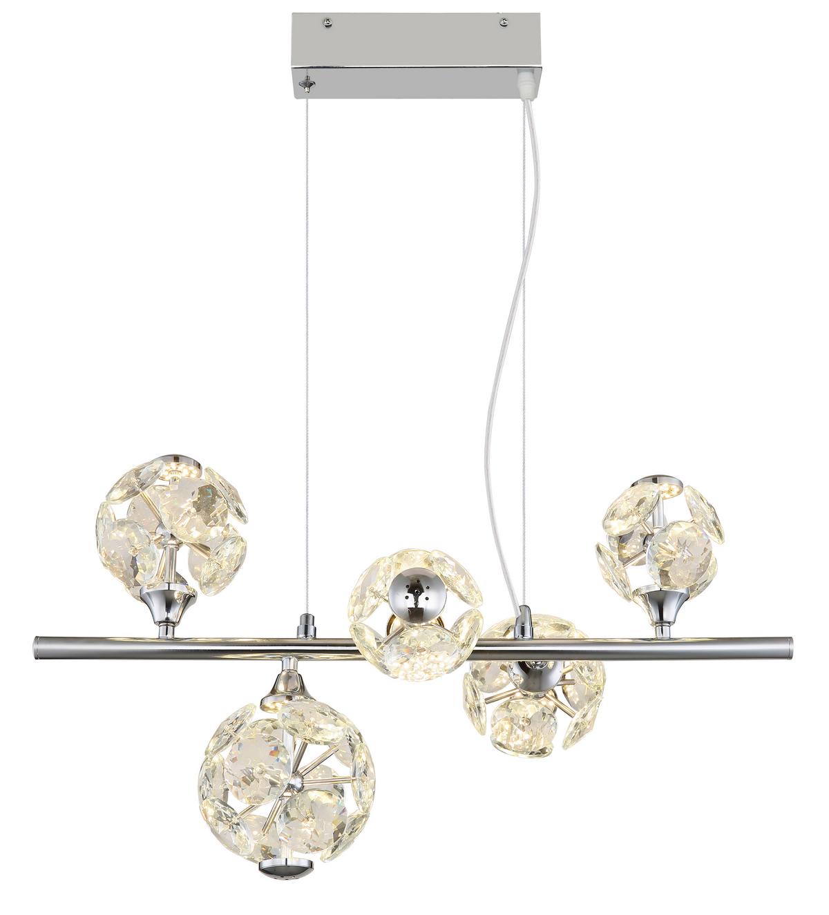 LED-Hängeleuchte Virina Klar Chromfarben L: 50 cm - Klar/Chromfarben, KONVENTIONELL, Glas/Metall (50/30/120cm) - Globo