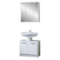 Badezimmer Verona Weiß Dekor 2-teilig - Weiß, KONVENTIONELL, Glas/Holzwerkstoff (64/189/32,5cm)
