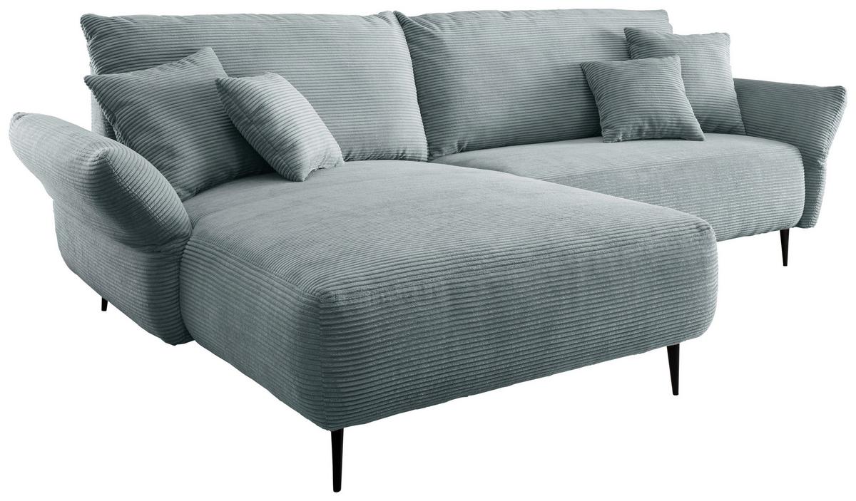 Ecksofa Vanilla Hellblau S: 178x264-302 Cm - Schwarz/Hellblau, Design, Textil (178/264-302cm) - Livetastic
