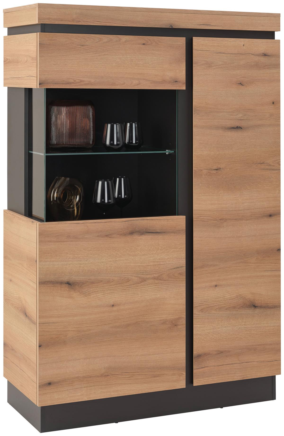 Stapelprogramm Corte Grau/eiche Dekor B: 324,5 Cm - Eichefarben/Grau, Trend, Glas/Holzwerkstoff (324,5/200,5/40cm)