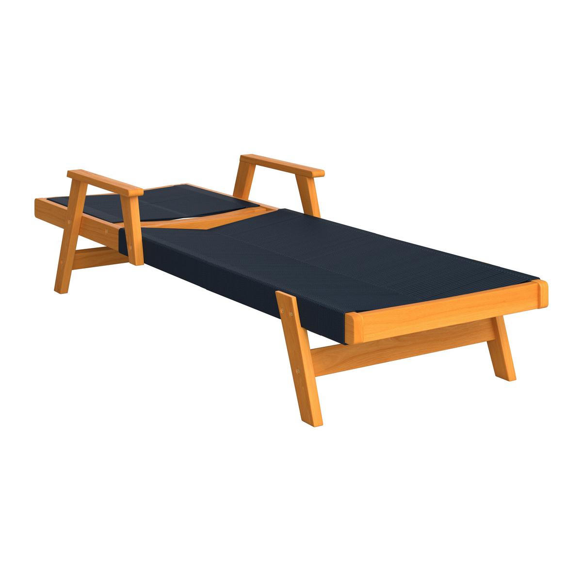 Záhradné ležadlo ENRICA - čierna/farba akácie, Modern, drevo/plast (200/73/79cm) - Bessagi Garden