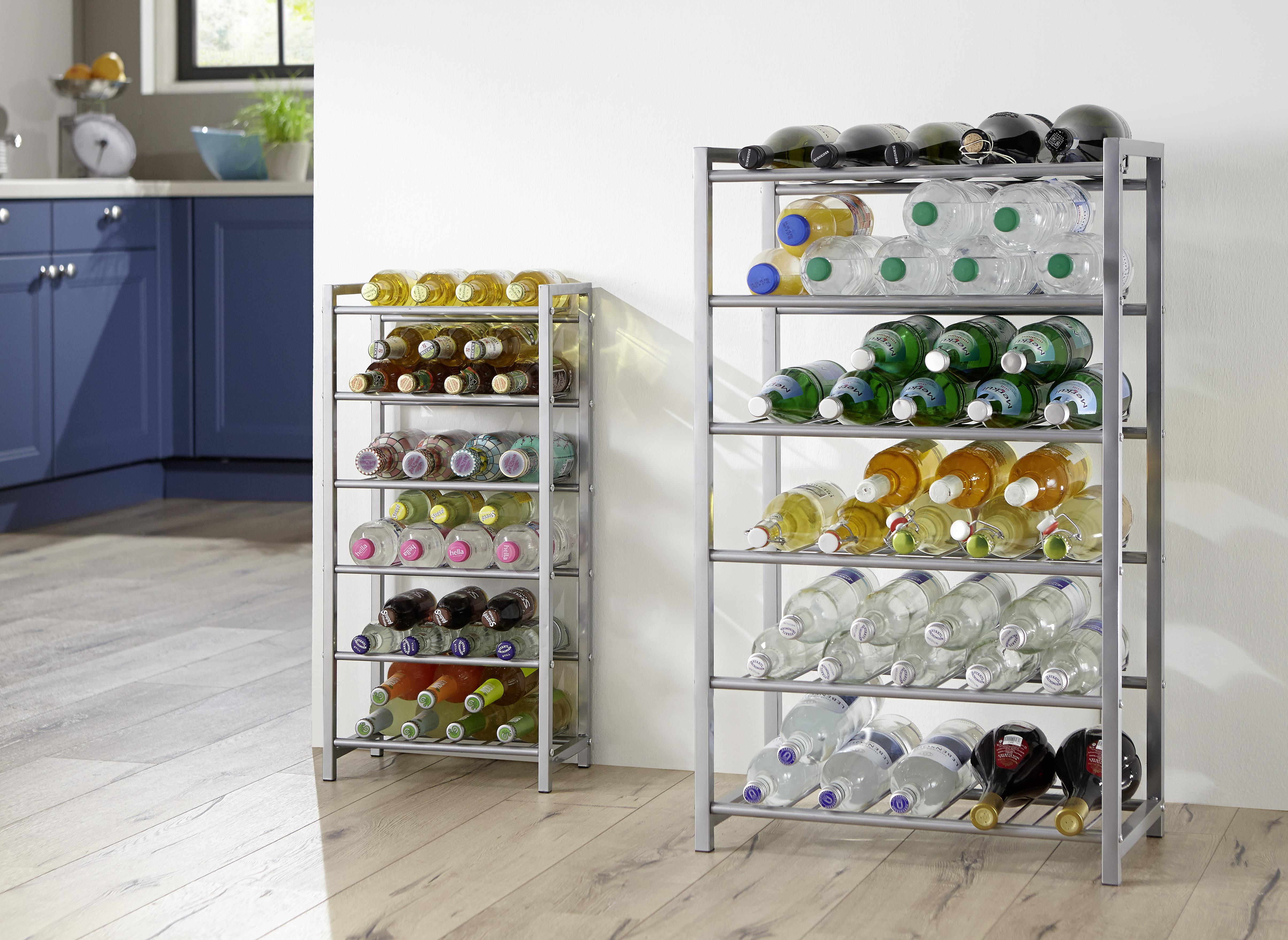 Weinregal Metall Alufarben 42 Flaschen BxH: 34x72 cm - Alufarben, MODERN, Metall (34/72/22cm)
