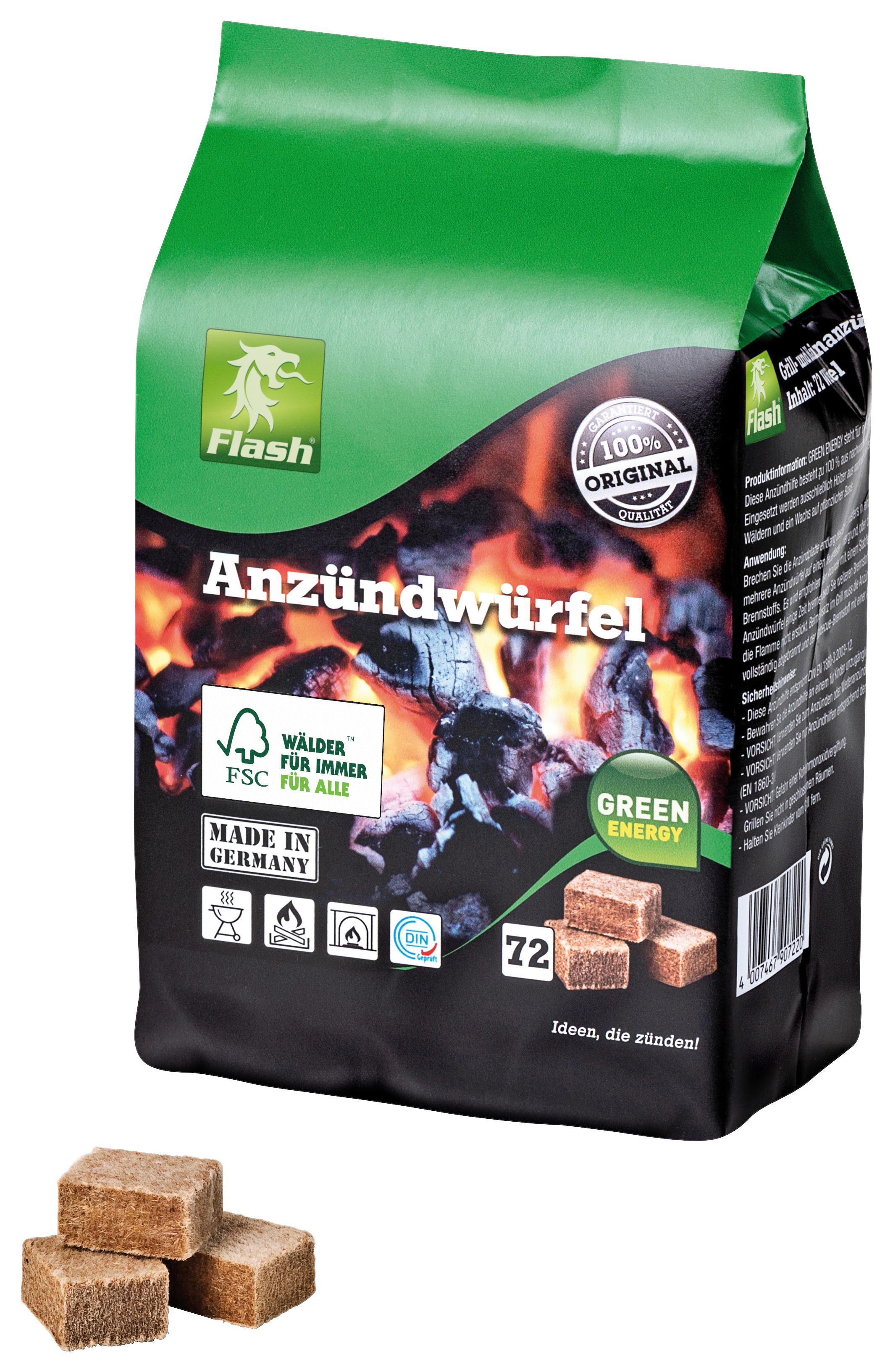 Grillanzünder Multi 72 Stk. Naturholz Würfelform - Braun, KONVENTIONELL, Holz