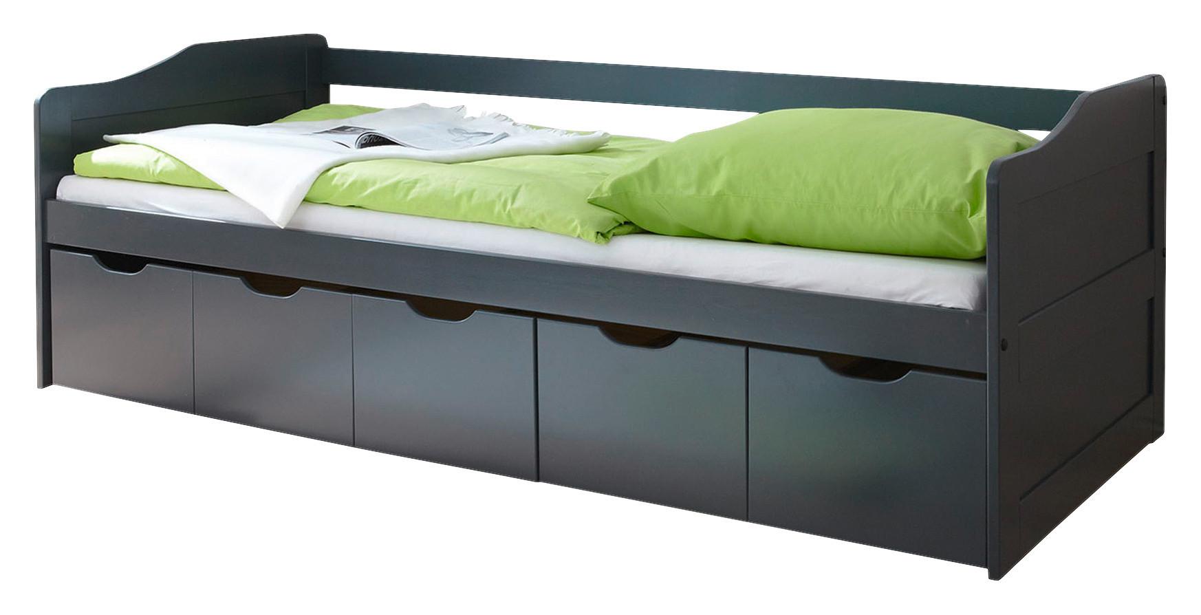 Stauraumbett 90x200 Maria, Dunkelgrau - Dunkelgrau, MODERN, Holz (90/200cm) - MID.YOU