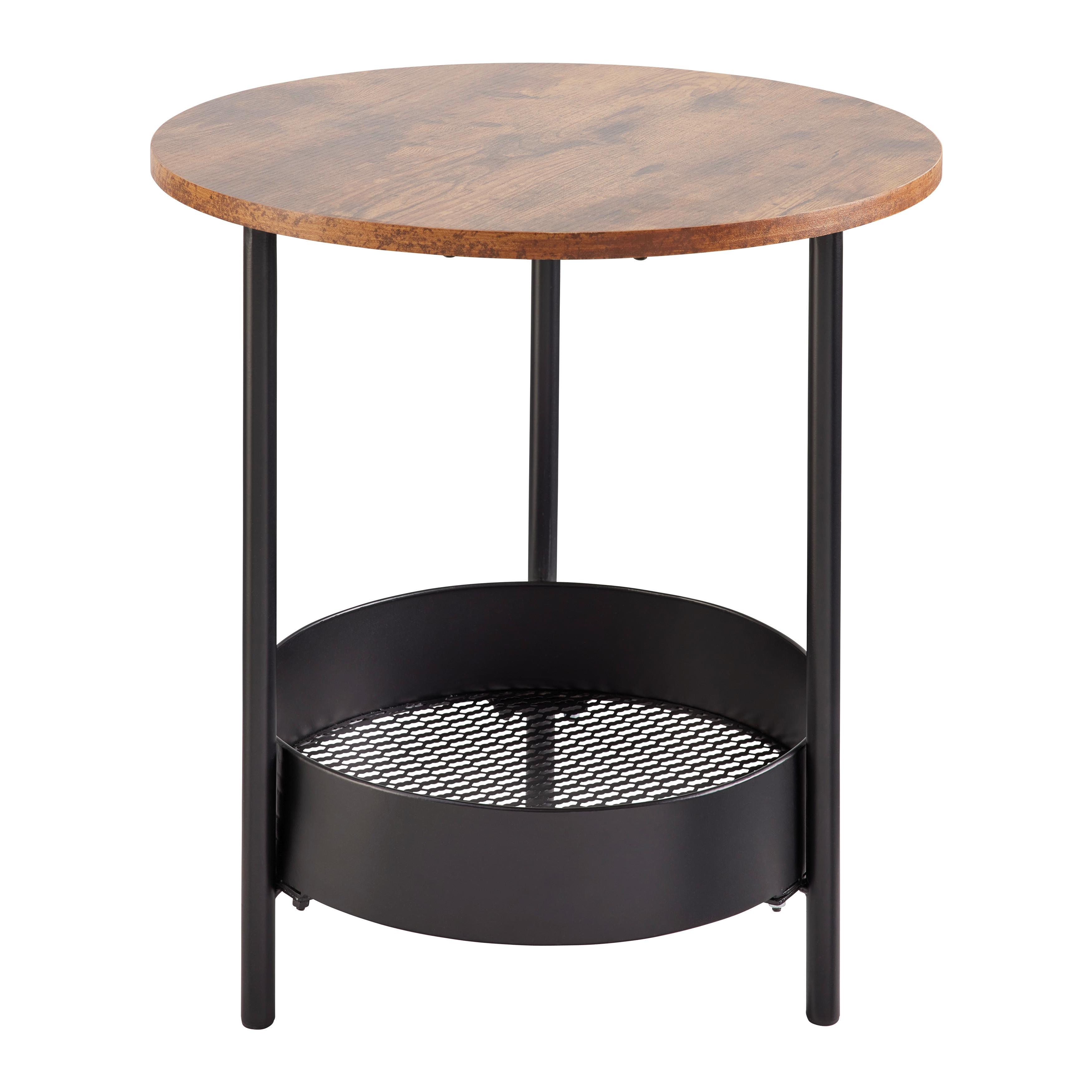 Konferenční stůl KETTY přírodní tmavý - černá/barvy vlašských ořechů, Moderní, kov (51/51/50cm) - Bessagi Home