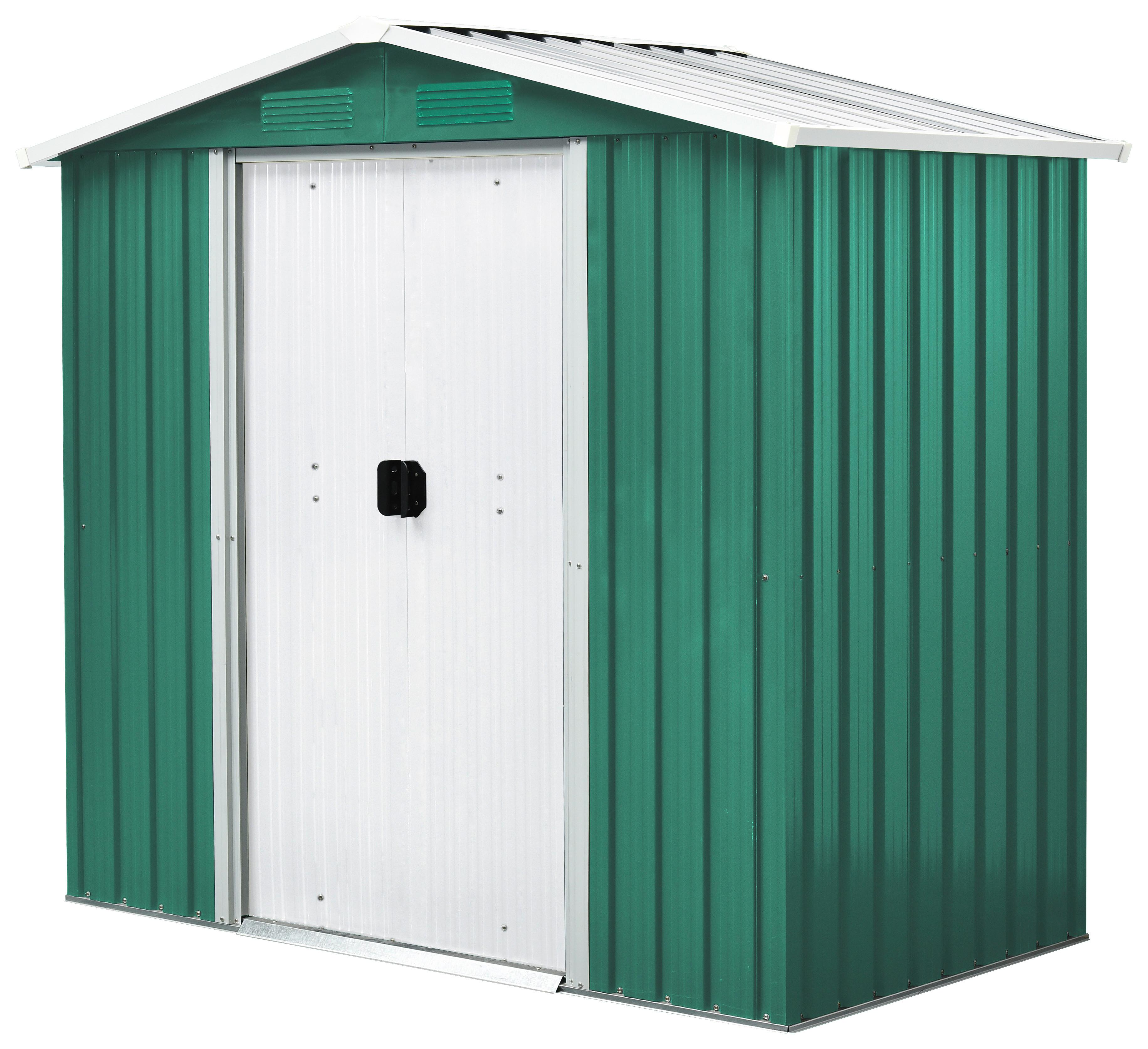 Gerätehaus ohne Boden 194x184x110 cm - Weiß/Grün, Basics, Metall (194/184/110cm)