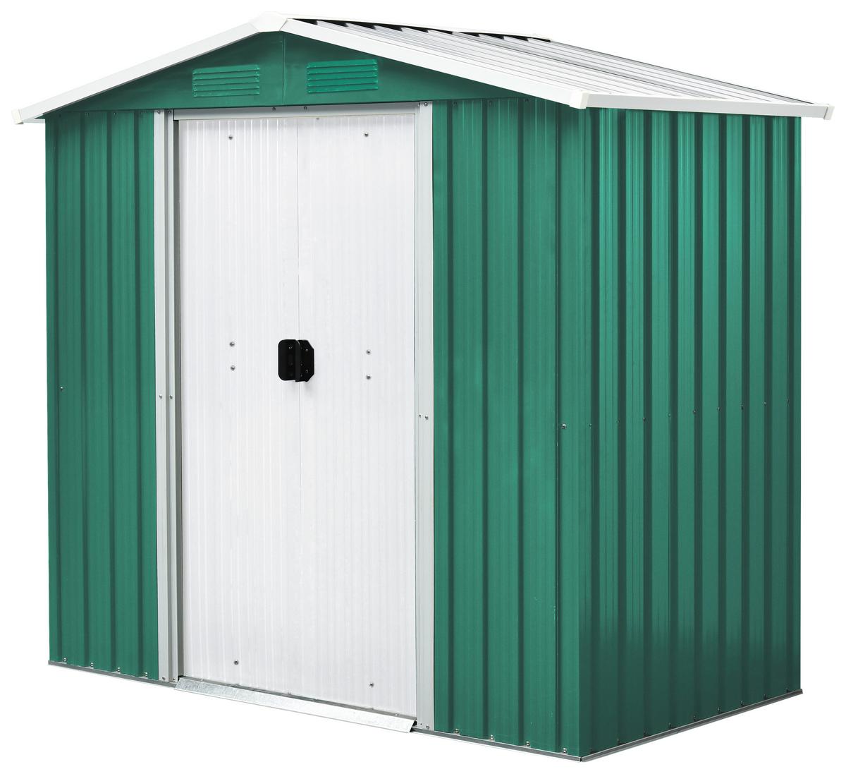 Gerätehaus Ohne Boden 194x184x110 Cm - Weiß/Grün, Basics, Metall (194/184/110cm)