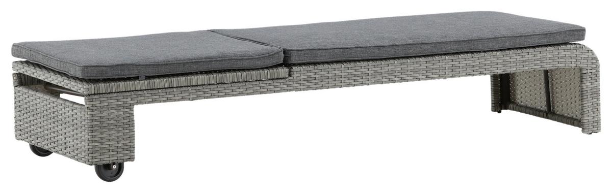 Sonnenliege London Kunststoff verstellbar - Grau, KONVENTIONELL, Kunststoff/Textil (60/32/196cm) - Gardenson