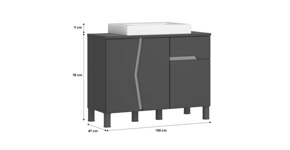 Waschtischkombi Manhattan Man Lu2 - Anthrazit/Weiß, MODERN, Keramik/Holzwerkstoff (100cm) - Luca Bessoni