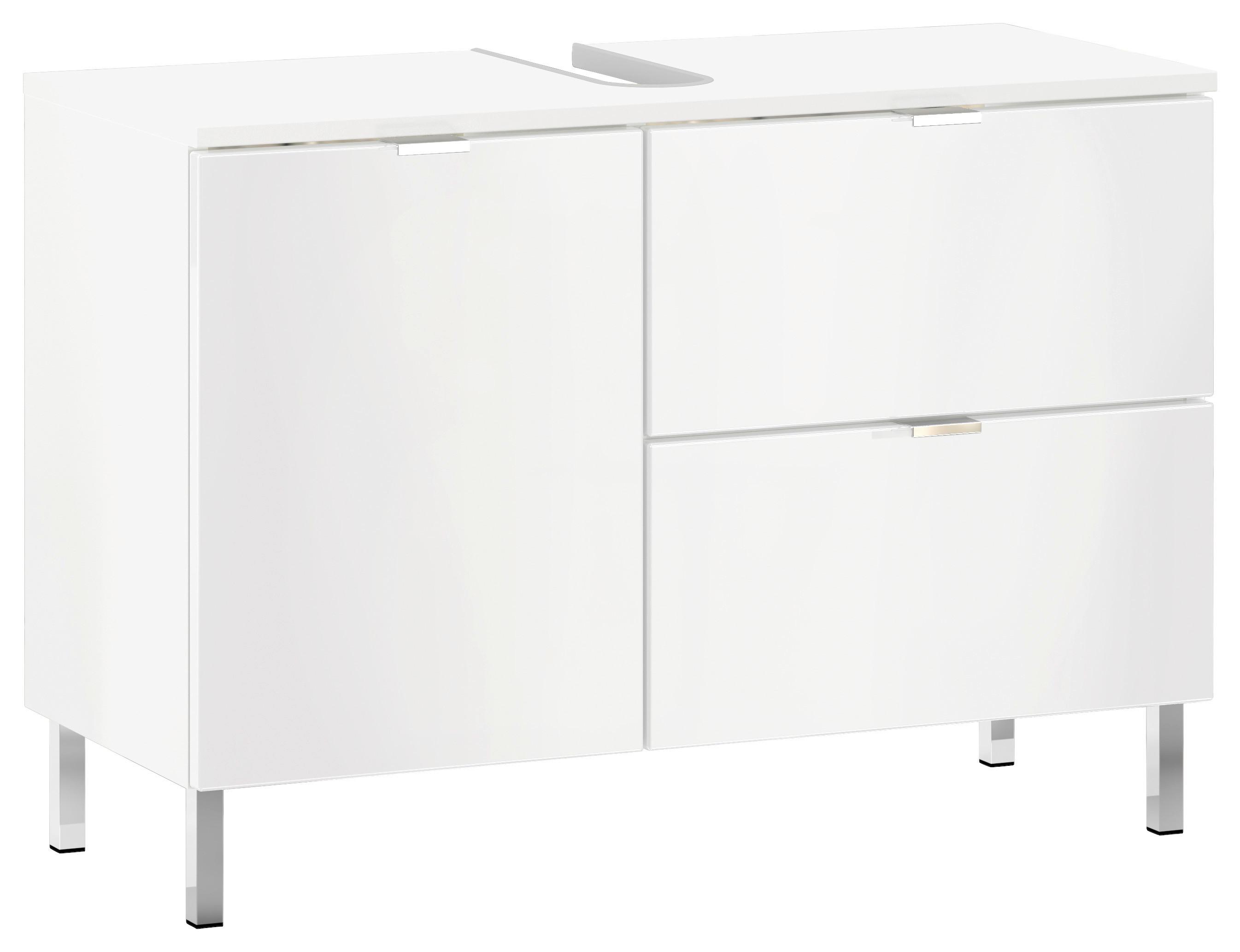 Waschbeckenunterschrank Gw-Mauresa B: 80 Cm - Chromfarben/Weiß, KONVENTIONELL, Holzwerkstoff (80/56/34cm) - Germania