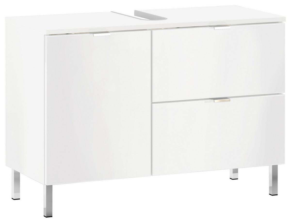 Waschbeckenunterschrank Gw-Mauresa B: 80 Cm - Chromfarben/Weiß, KONVENTIONELL, Holzwerkstoff (80/56/34cm) - Germania