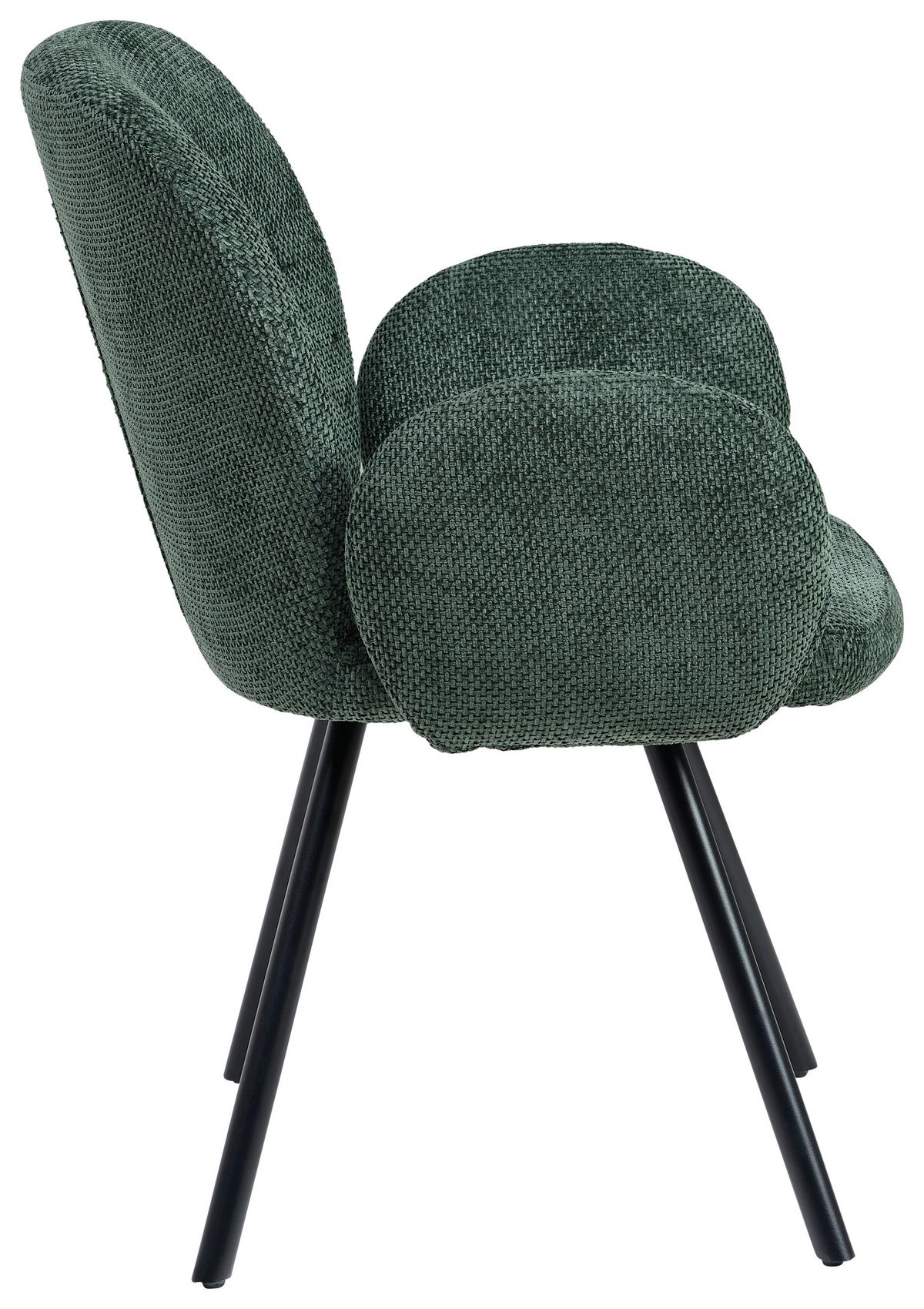 Armlehnstuhl Niklas Schwarz/dunkelgrün Gepolstert - Dunkelgrün/Schwarz, LIFESTYLE, Holz/Textil (60/87/65cm) - Livetastic
