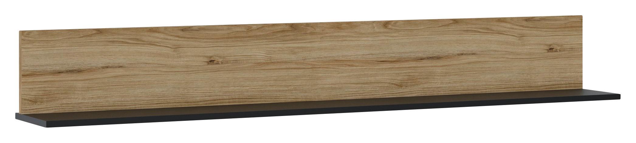 NÁSTENNÁ POLICA NOVENA - čierna/farba duba, Trend, kompozitné drevo (160/22,6/21,6cm)