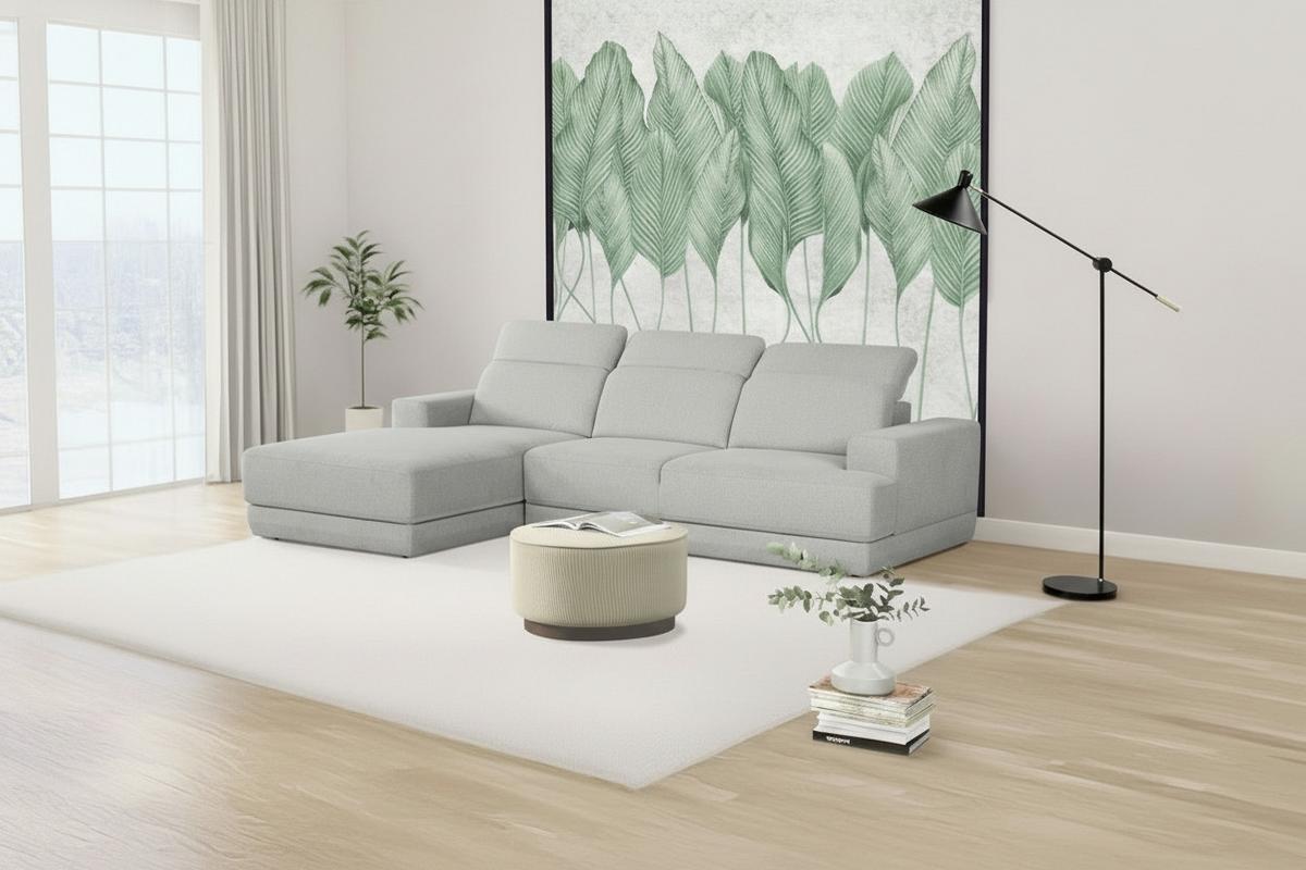 Ecksofa Frans Hellgrau S: 204 Cm - Hellgrau/Schwarz, Design, Textil (204/293cm) - MID.YOU