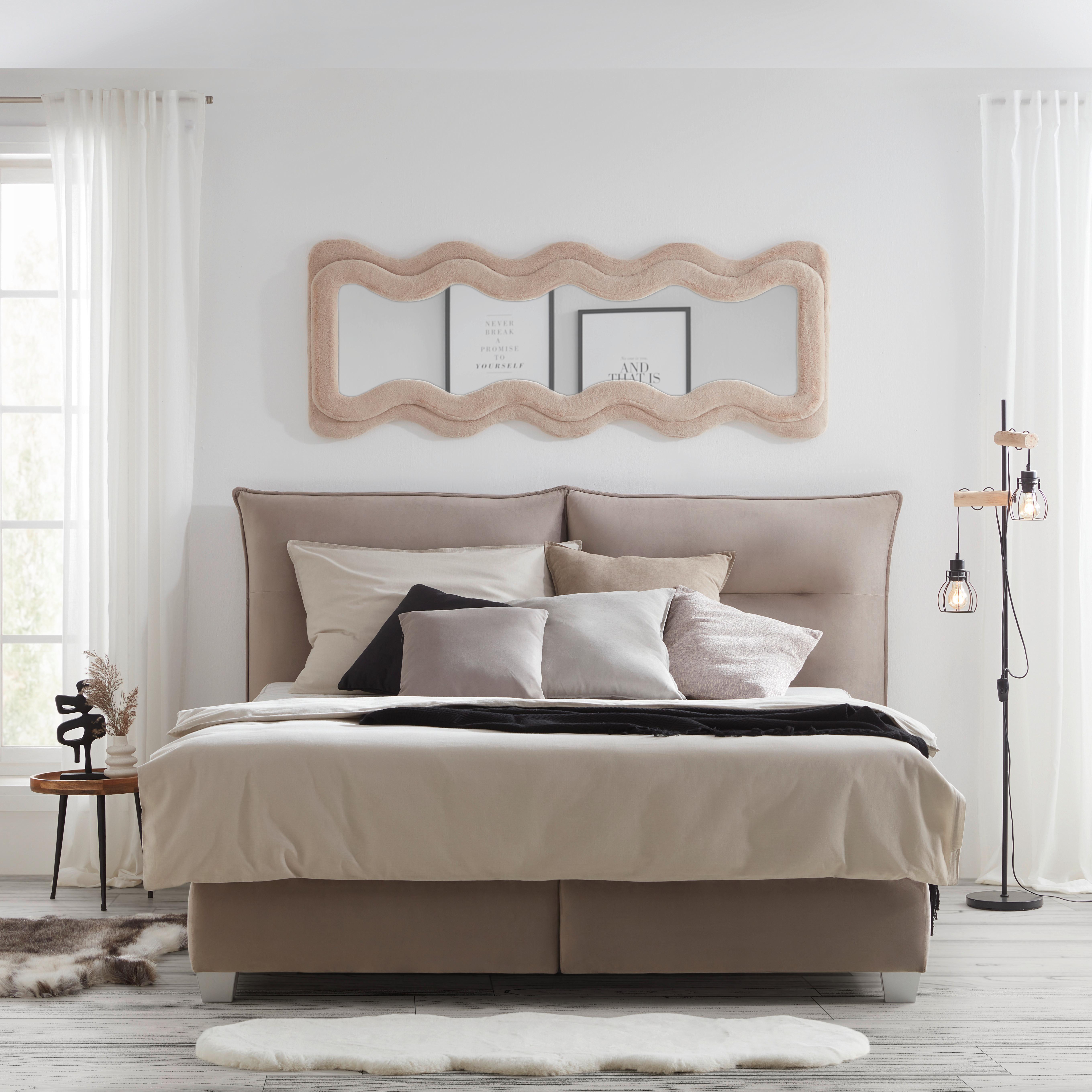 Zrcadlo SUKI béžová - šedohnědá, Romantický / Rustikální, kompozitní dřevo/textil (60/160/4cm) - Premium Living