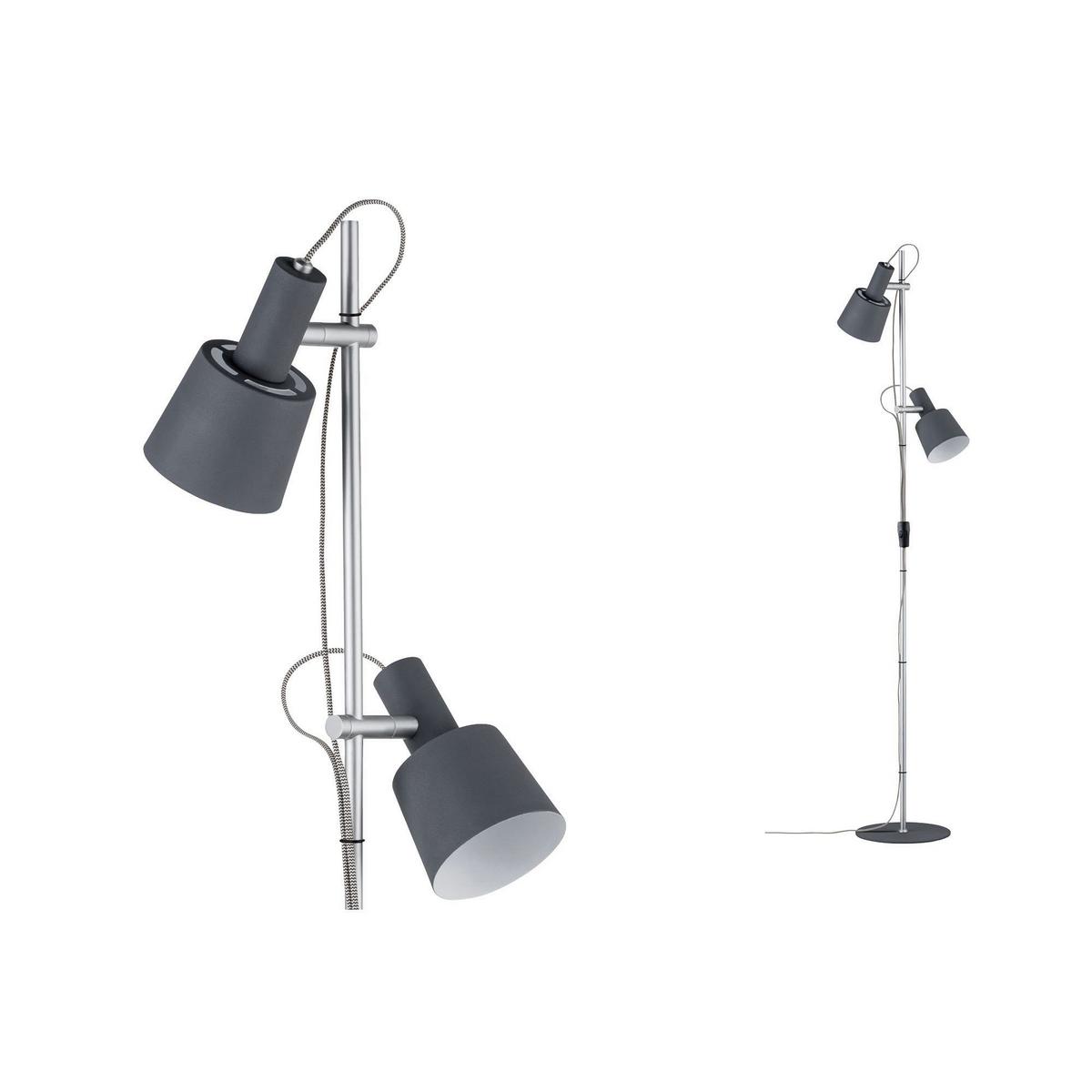 Stehlampe Haldar dimmbar Chromfarben/Dunkelgrau - Chromfarben/Dunkelgrau, Design, Metall (30/152cm) - Paulmann