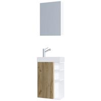 Gästebad Lumia - Honigeiche/Weiß, MODERN, Glas/Keramik (40cm) - MID.YOU