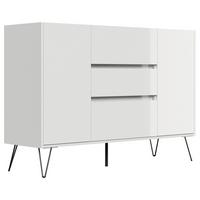 Sideboard Posseik Industrial Eichefarben/Weiß B: 140 cm - Weiß Hochglanz/Eichefarben, Design, Holzwerkstoff (140/93,6/42cm) - P & B