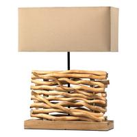 Tischleuchte 4850/Lg - Hellbraun, Natur, Holz/Textil (40/50/15cm)