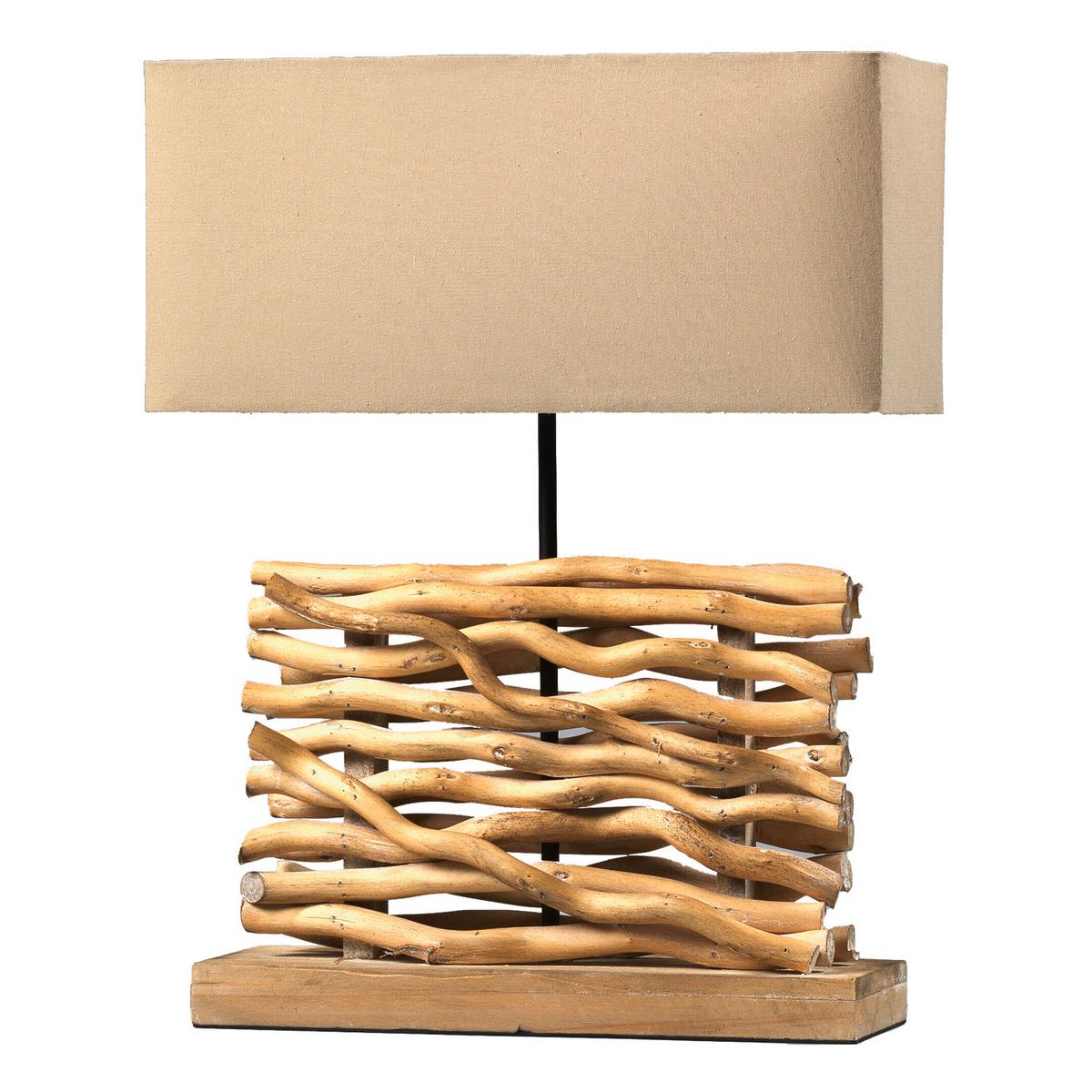 Tischleuchte 4850/Lg - Hellbraun, Natur, Holz/Textil (40/50/15cm)