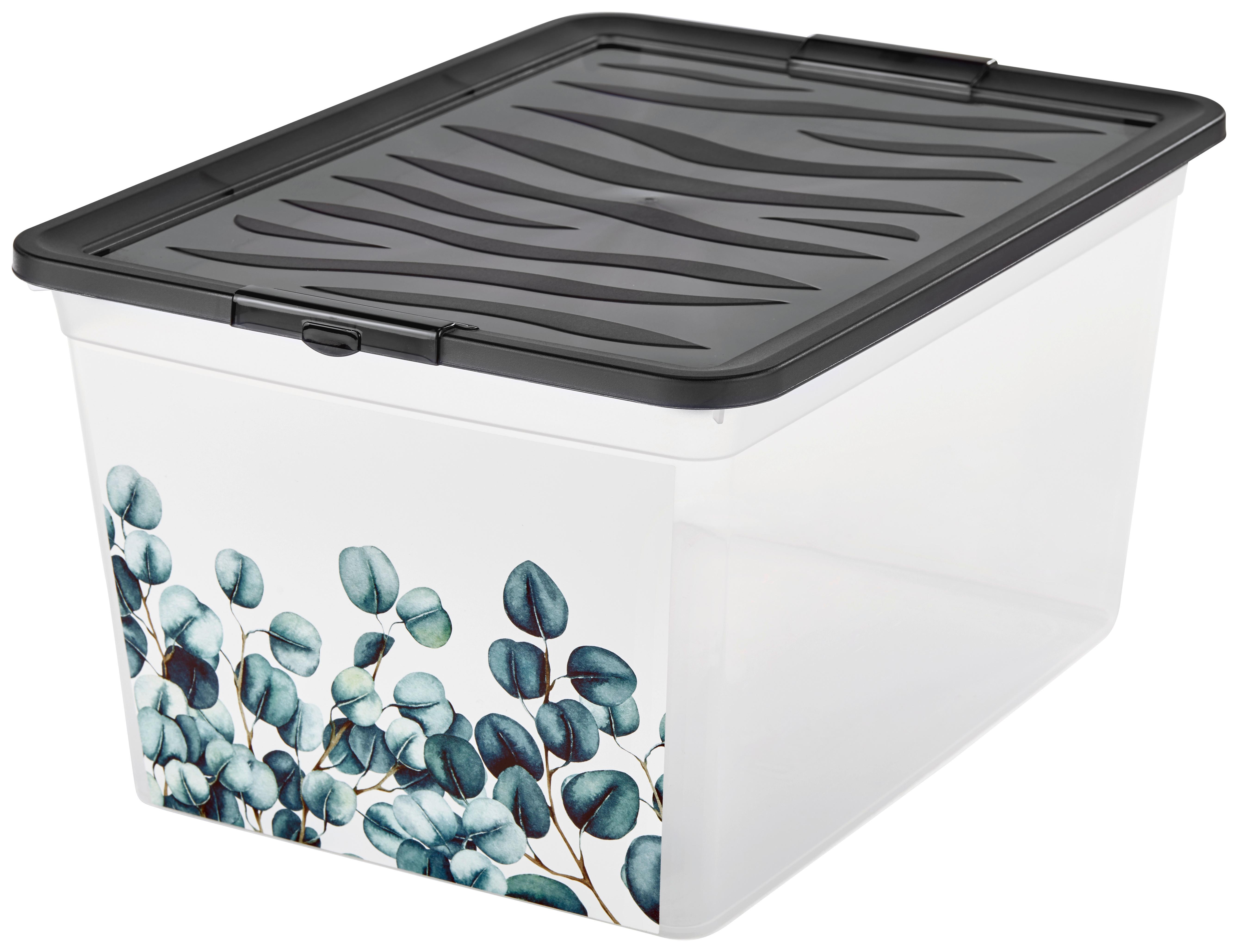 Aufbewahrungsbox Eukalyptus Mit Deckel 38,4x19,9x28,3 Cm - Klar/Anthrazit, KONVENTIONELL, Kunststoff (38,4/19,9/28,3cm)