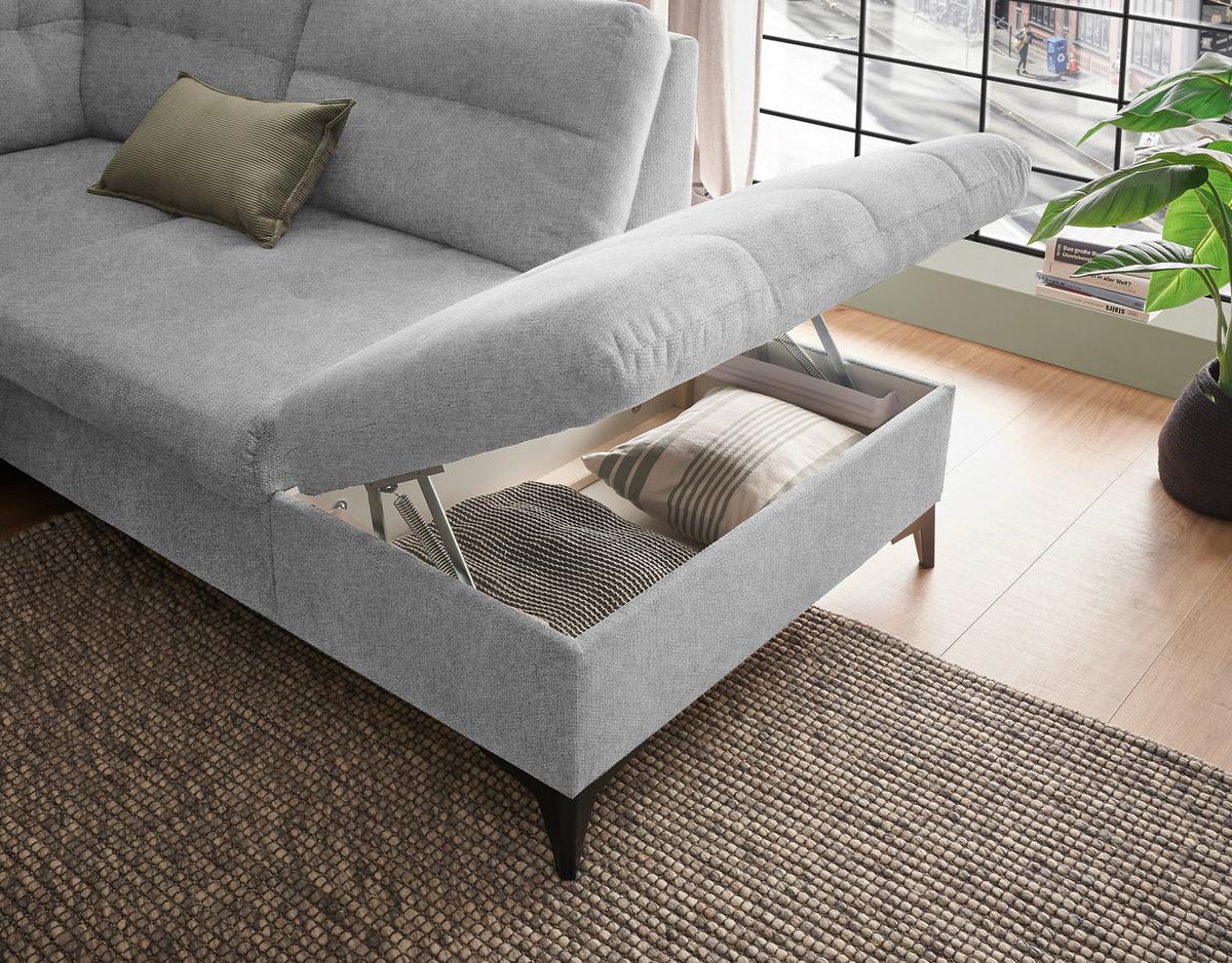 Sedacia súprava DURBAN U, pravá, svetlosivá - čierna/svetlosivá, Konventionell, textil/plast (170/324/218cm) - MID.YOU