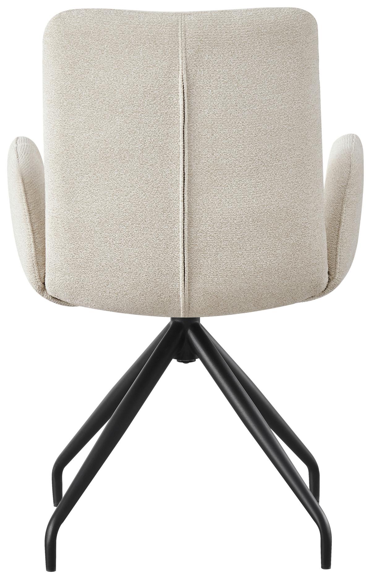 Armlehnstuhl Sigrun Webstoff Beige 360° drehbar - Beige/Schwarz, MODERN, Textil/Metall (57/89/62cm) - MID.YOU