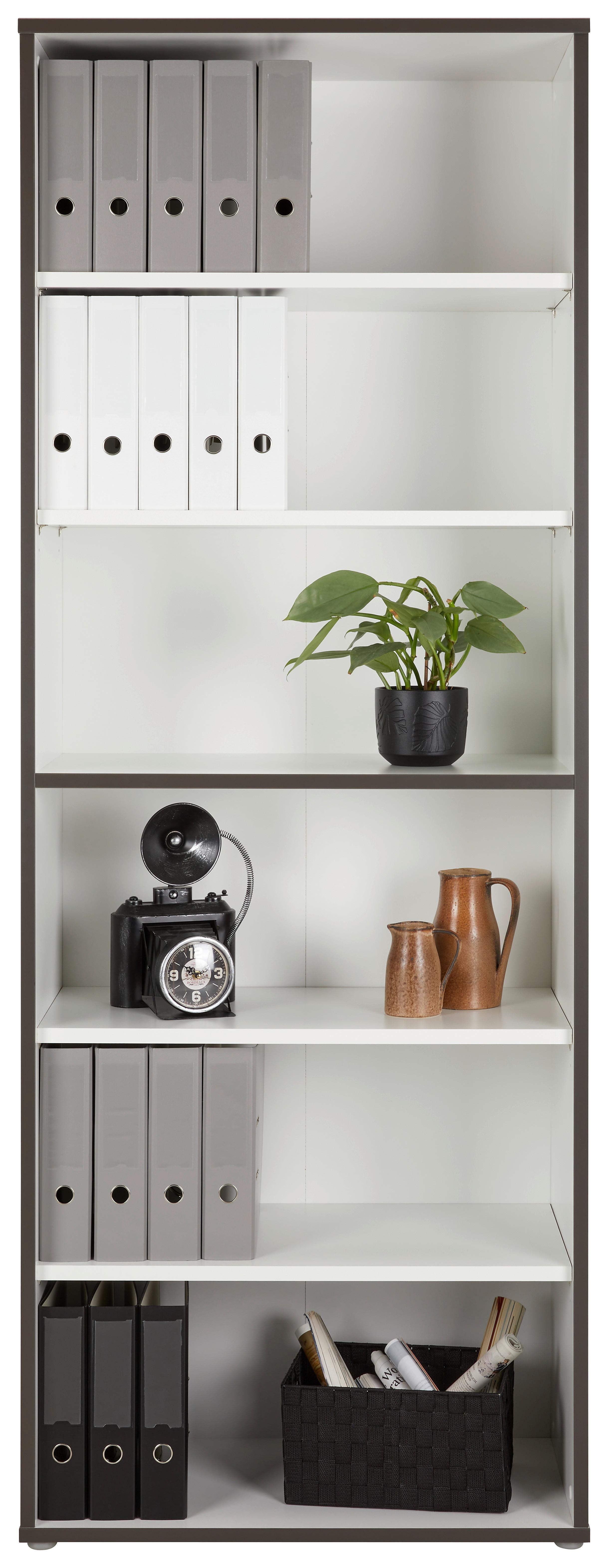 Regál KEFLAVIK -EXKLUSIV- - šedá/bílá, Moderní, kompozitní dřevo (84,5/226,5/41,5cm) - Mömax