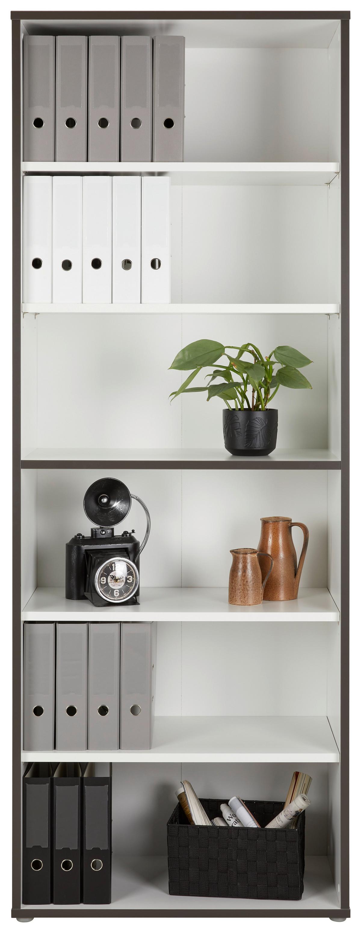 Regál KEFLAVIK -EXKLUSIV- - šedá/bílá, Moderní, kompozitní dřevo (84,5/226,5/41,5cm) - Mömax