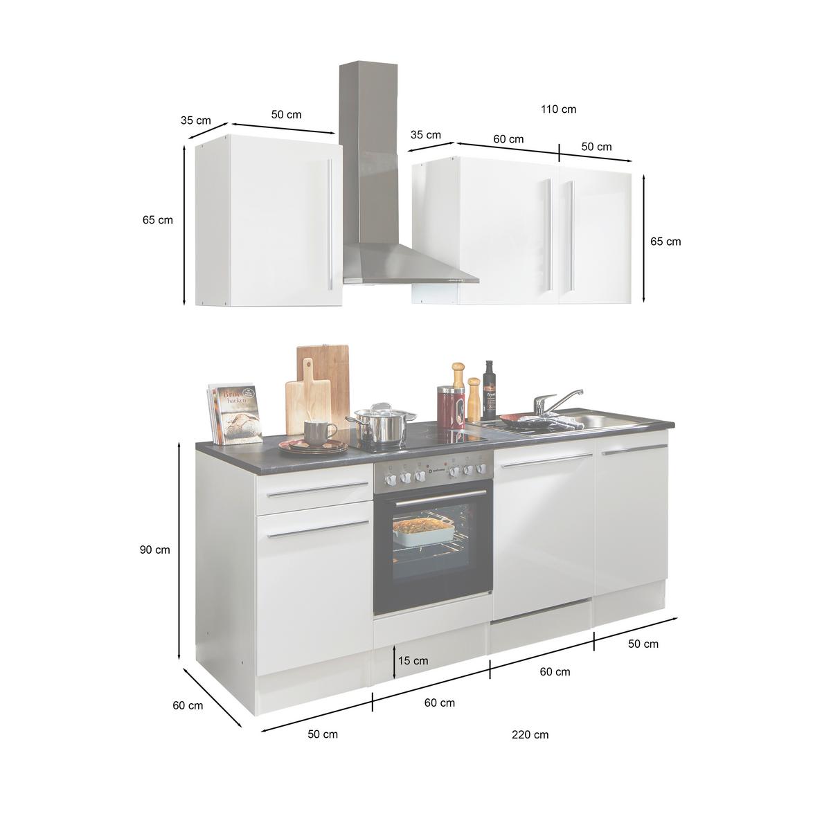 Kuchynský blok bez spotrebičov JAZZ 8 - černá/antracitová, Lifestyle, kompozitní dřevo/plast (220cm) - MID.YOU