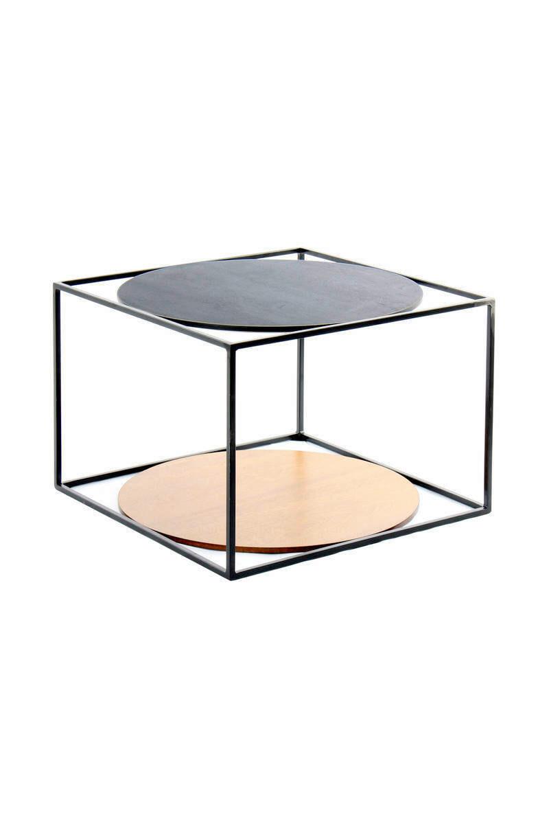 Beistelltisch In Würfelform Cody, Schwarz/braun - Schwarz/Braun, Basics, Holzwerkstoff/Metall (50/50/36cm) - Kayoom