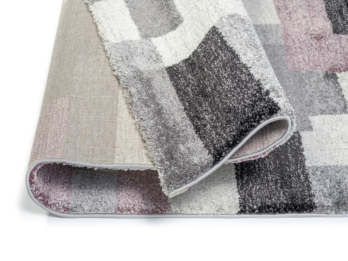 Webteppich Grau/Flieder Astor Grid 140x200 cm - Flieder/Grau, KONVENTIONELL, Textil (140/200cm) - Novel