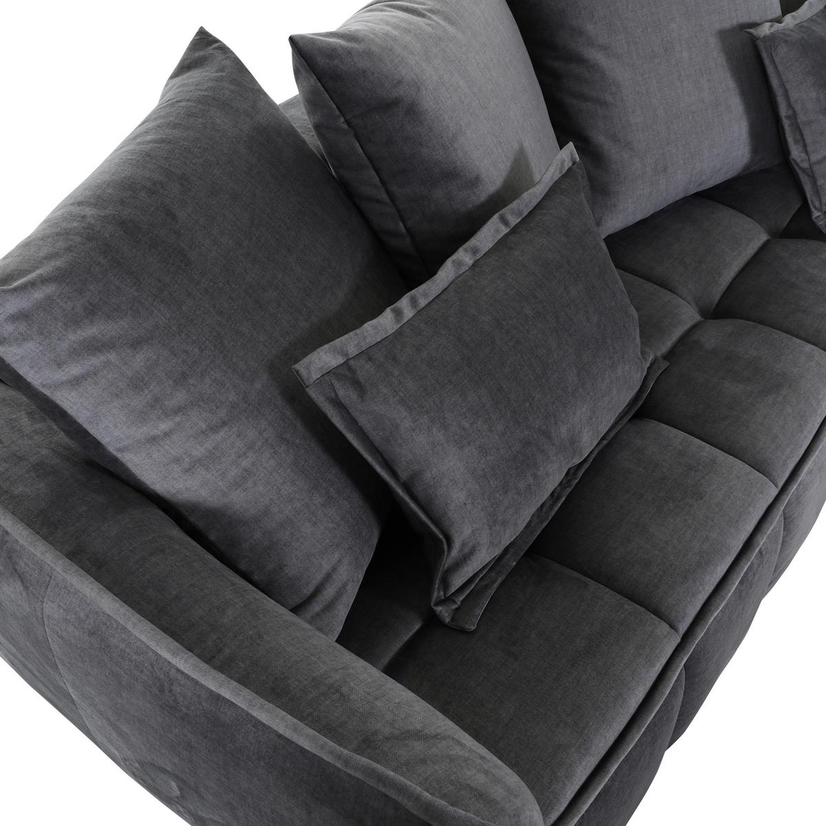 2-Sitzer-Sofa Mit Schlaffunktion Meyford B:250cm - Dunkelgrau/Schwarz, KONVENTIONELL, Textil (250/70/118cm) - MID.YOU
