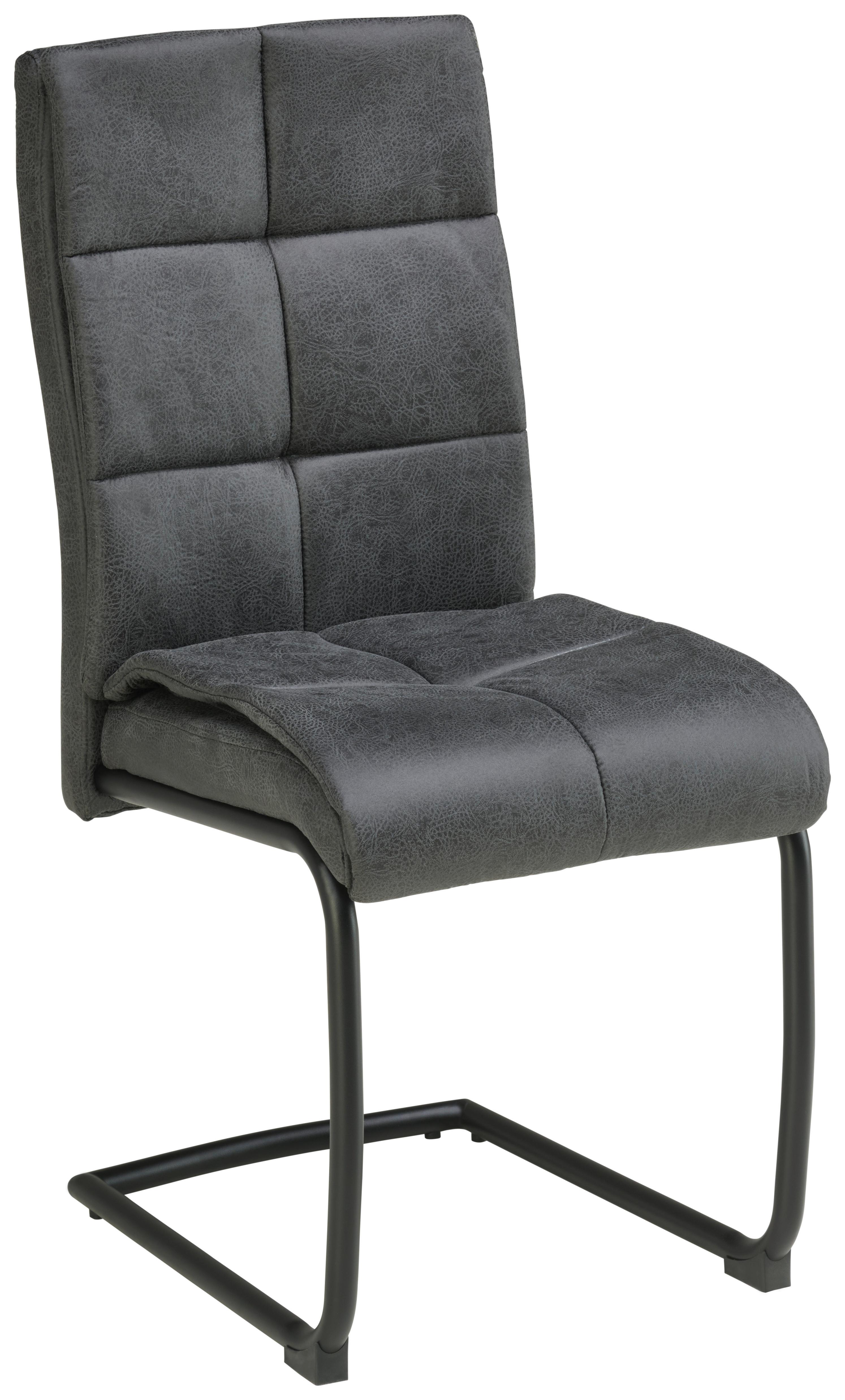 Schwingstuhl Kiana Microfaser Dunkelbrau, B: 38cm - Dunkelgrau/Schwarz, LIFESTYLE, Textil/Metall (38/97/45cm) - Livetastic