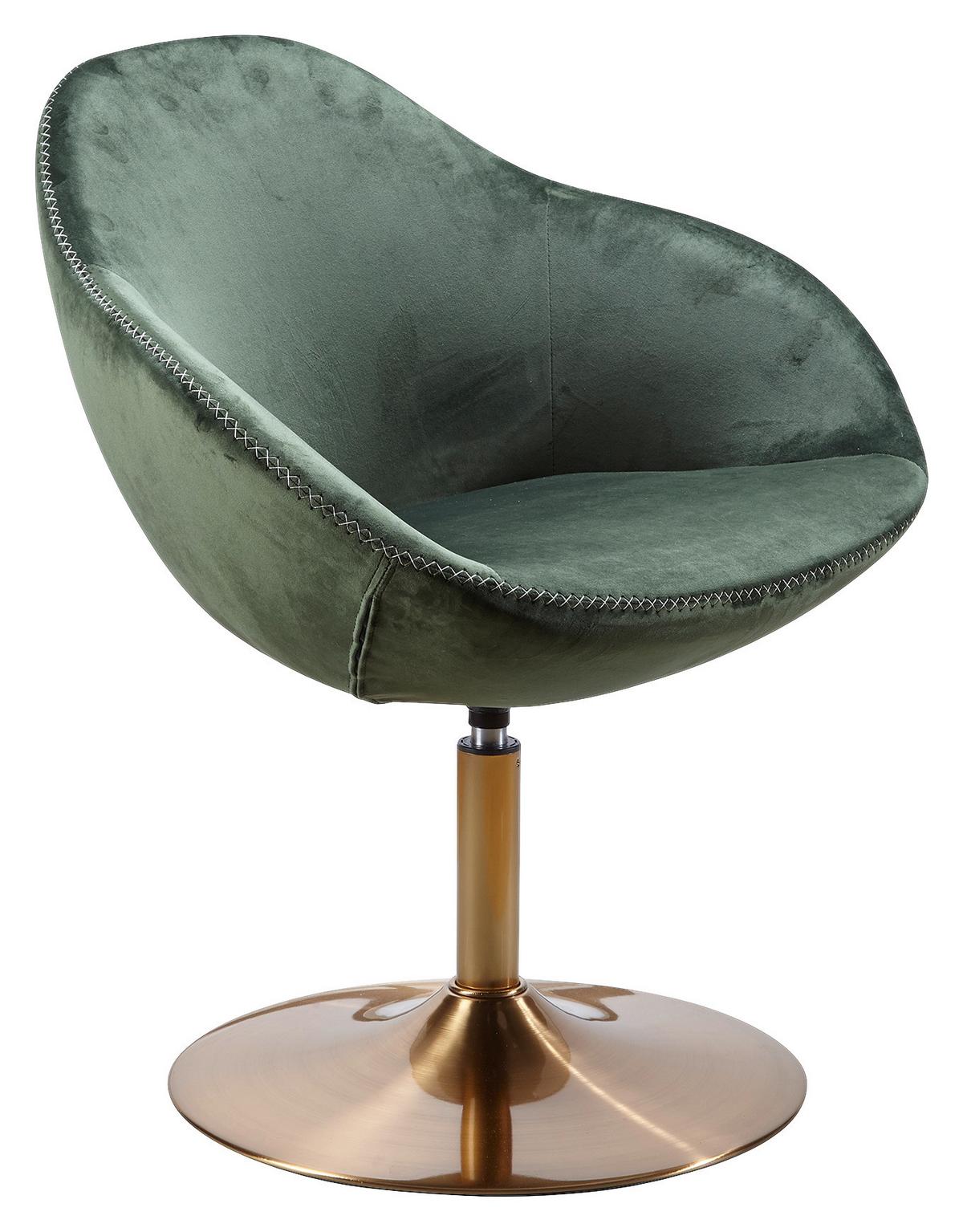 Schalenstuhl Sarin Grün Samt, Standfuß Gold - Goldfarben/Weiß, MODERN, Textil (70/79/70cm) - MID.YOU
