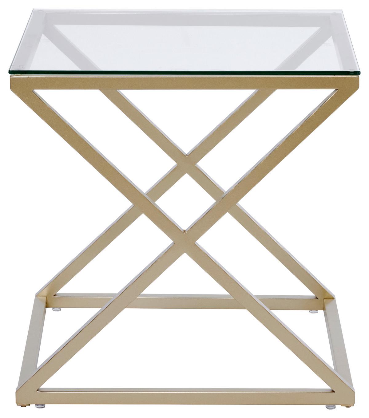 Beistelltisch Xtra By Side - Klar/Goldfarben, MODERN, Glas/Metall (50/50/50cm) - Livetastic