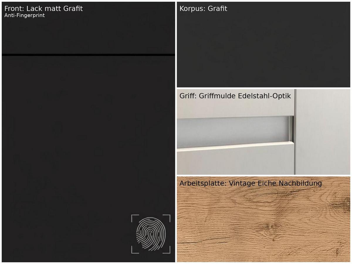 Küchenleerblock Ip3150 - Eichefarben/Graphitfarben, Design, Holzwerkstoff (340cm) - Impuls